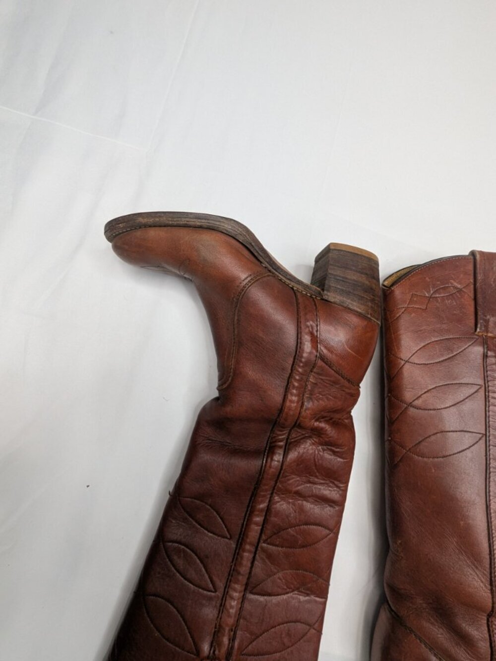 Vintage 1950-1970 FRYE Black Label Campus Stitch Tall Leather Boots 8558 6.5B - Picture 9 of 16